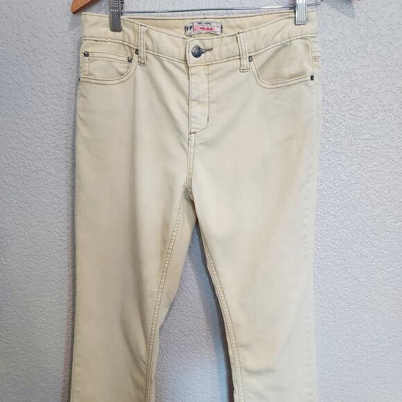 Free People Pale Yellow Denim Slim Straight Leg Jeans Size 27 - Picture 3 of 12